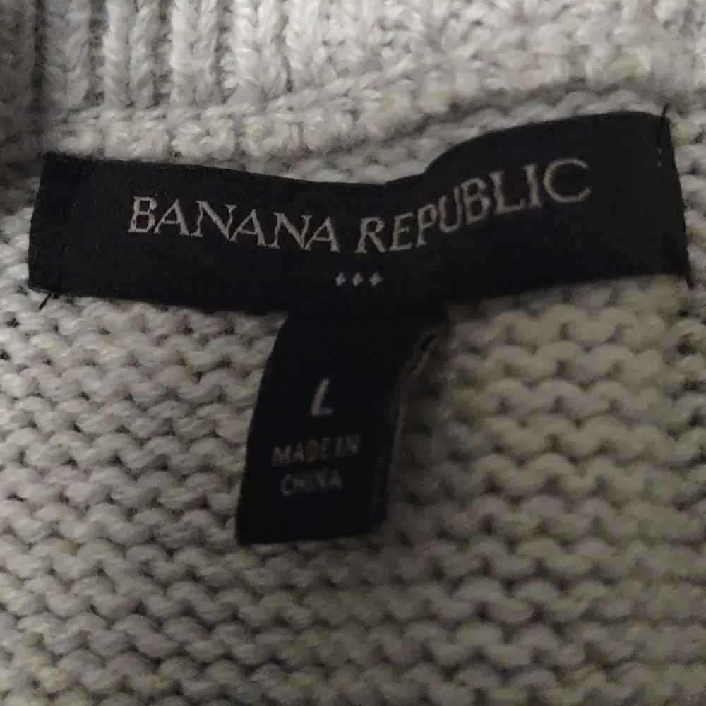 Banana Republic Men's L light Gray Pullover Cotton Mix Classic Cabincore Sweater